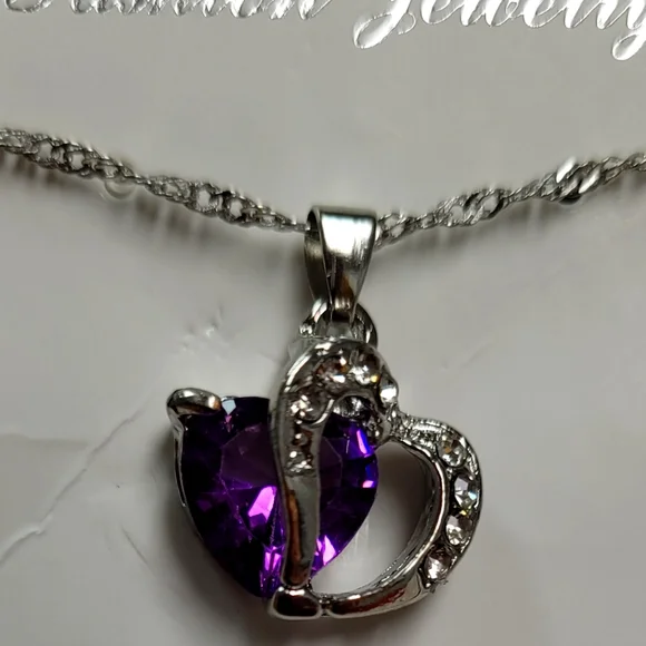 Fashion Purple Heart 💜 Power Crystal Necklace - Picture 3 of 5